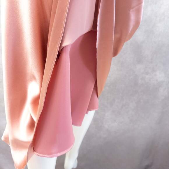 Vintage 100% silk satin midi skirt, rose pink, Size 6 - Picture 5 of 8